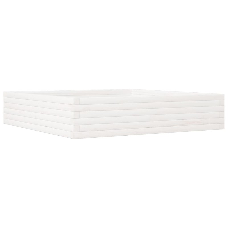 vidaXL Ζαρντινιέρα Κήπου Λευκή 110x110x23 εκ. από Μασίφ Ξύλο Πεύκου