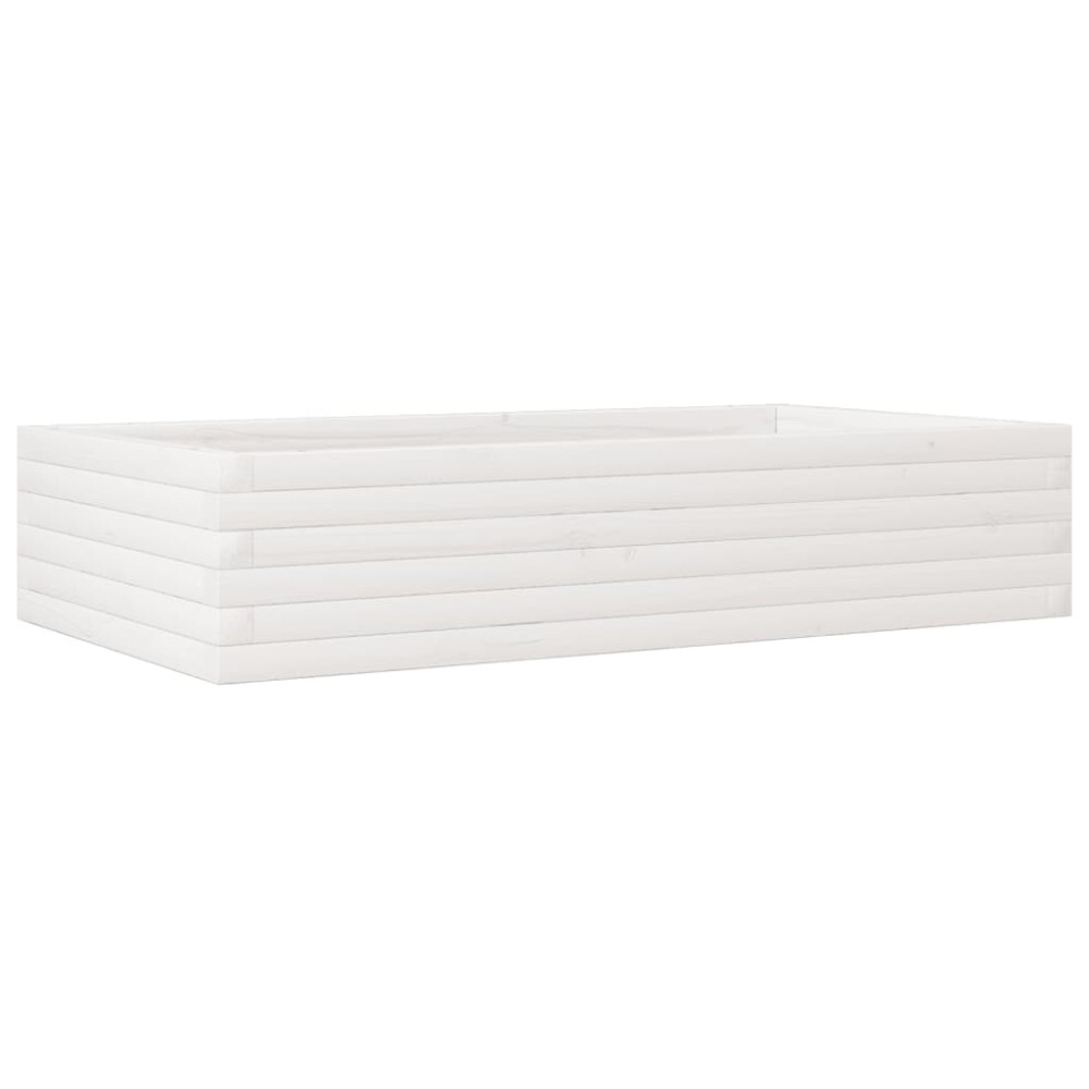 vidaXL Ζαρντινιέρα Κήπου Λευκή 110x60x23 εκ. από Μασίφ Ξύλο Πεύκου