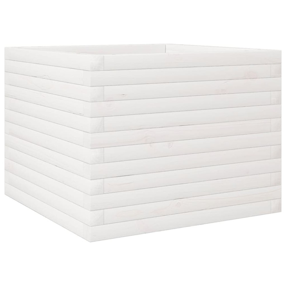 vidaXL Ζαρντινιέρα Κήπου Λευκή 60x60x45,5 εκ. από Μασίφ Ξύλο Πεύκου