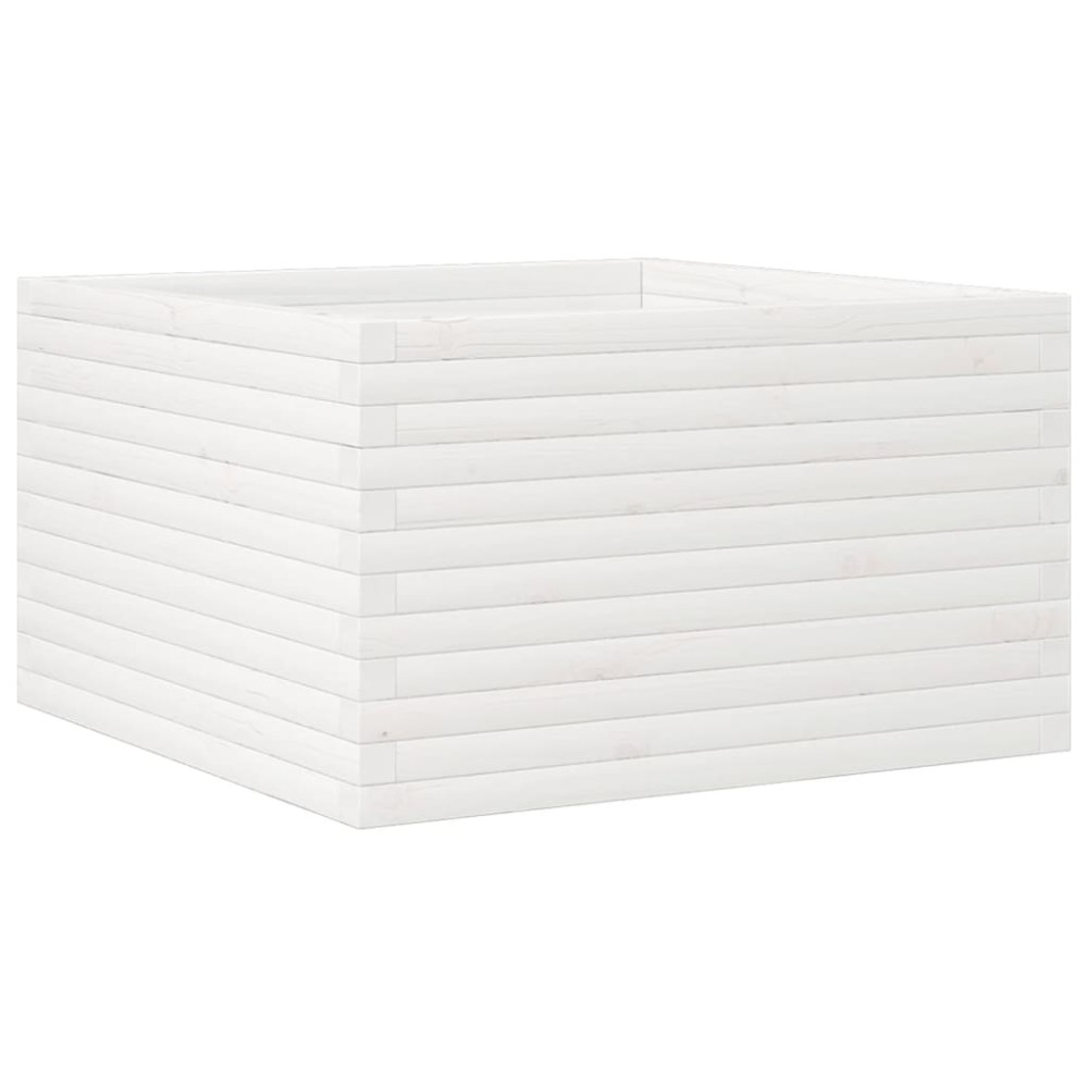 vidaXL Ζαρντινιέρα Κήπου Λευκή 80x80x45,5 εκ. από Μασίφ Ξύλο Πεύκου