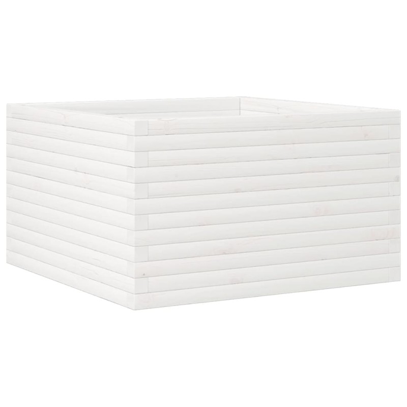 vidaXL Ζαρντινιέρα Κήπου Λευκή 80x80x45,5 εκ. από Μασίφ Ξύλο Πεύκου