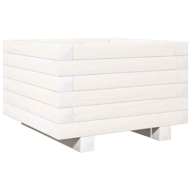 vidaXL Ζαρντινιέρα Κήπου Λευκή 40x40x26,5 εκ. από Μασίφ Ξύλο Πεύκου