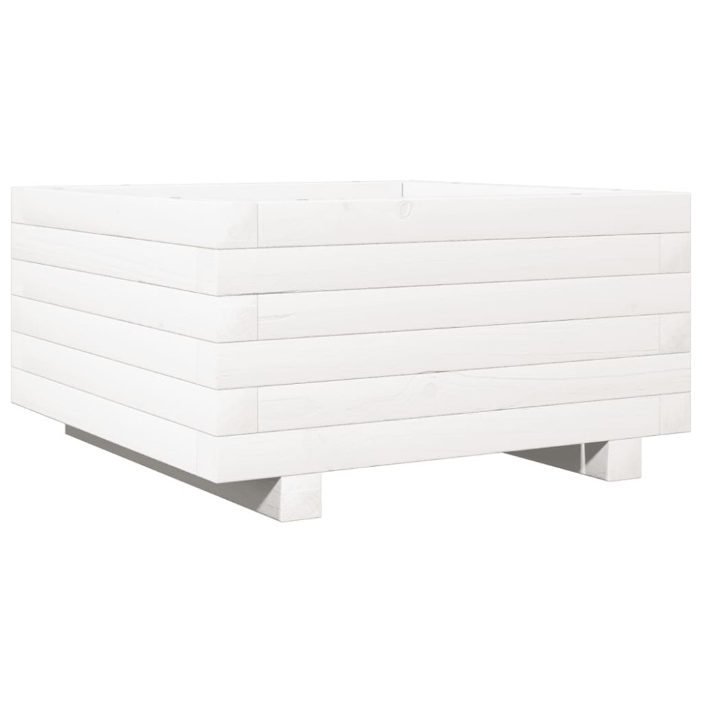 vidaXL Ζαρντινιέρα Κήπου Λευκή 50x50x26,5 εκ. από Μασίφ Ξύλο Πεύκου