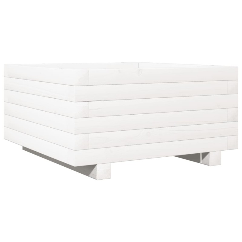 vidaXL Ζαρντινιέρα Κήπου Λευκή 50x50x26,5 εκ. από Μασίφ Ξύλο Πεύκου