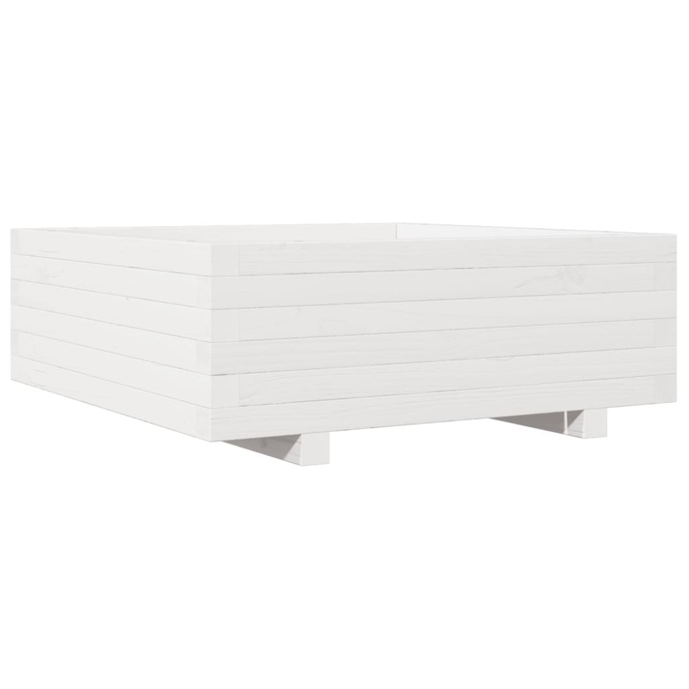 vidaXL Ζαρντινιέρα Κήπου Λευκή 70x70x26,5 εκ. από Μασίφ Ξύλο Πεύκου