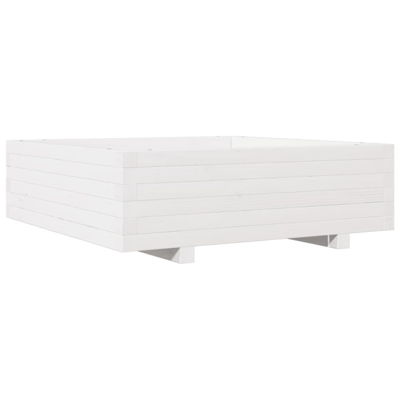 vidaXL Ζαρντινιέρα Κήπου Λευκή 80x80x26,5 εκ. από Μασίφ Ξύλο Πεύκου