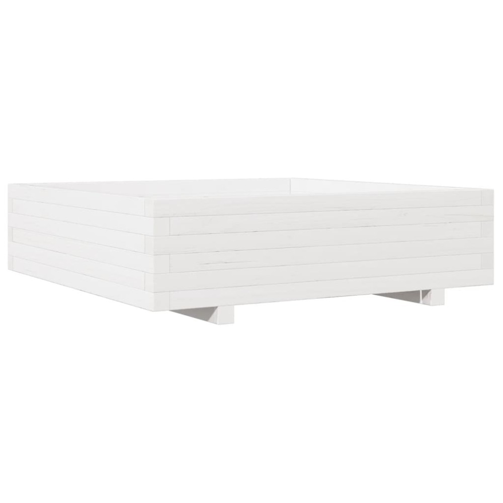 vidaXL Ζαρντινιέρα Λευκή 90x90x26,5 εκ. από Μασίφ Ξύλο Πεύκου