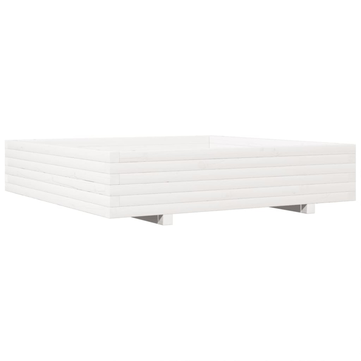 vidaXL Ζαρντινιέρα Κήπου Λευκή 110x110x26,5 εκ. από Μασίφ Ξύλο Πεύκου