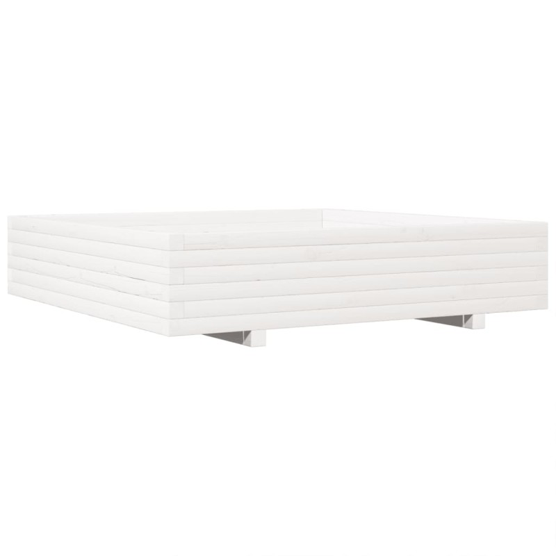 vidaXL Ζαρντινιέρα Κήπου Λευκή 110x110x26,5 εκ. από Μασίφ Ξύλο Πεύκου