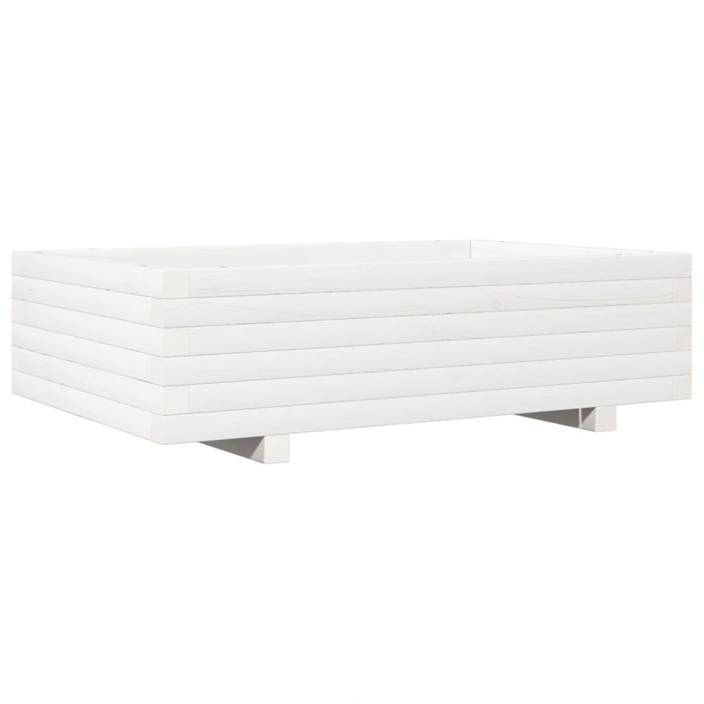 vidaXL Ζαρντινιέρα Κήπου Λευκή 90x60x26,5 εκ. από Μασίφ Ξύλο Πεύκου