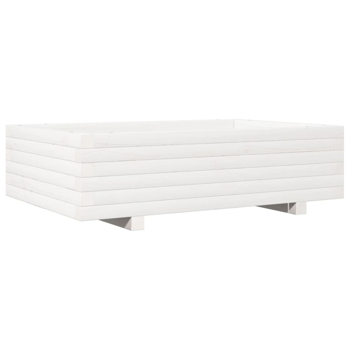 vidaXL Ζαρντινιέρα Κήπου Λευκή 90x60x26,5 εκ. από Μασίφ Ξύλο Πεύκου