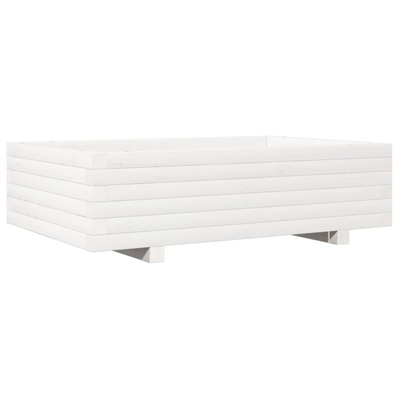 vidaXL Ζαρντινιέρα Κήπου Λευκή 90x60x26,5 εκ. από Μασίφ Ξύλο Πεύκου