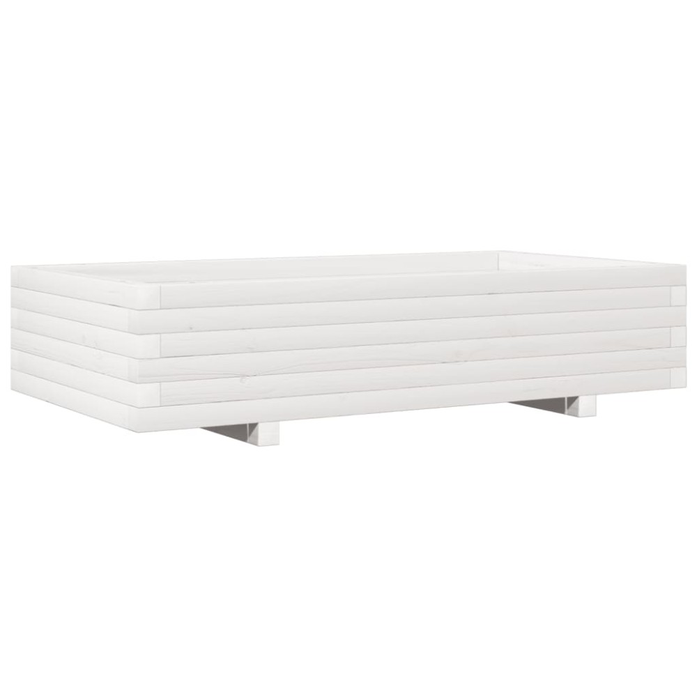 vidaXL Ζαρντινιέρα Κήπου Λευκή 110x60x26,5 εκ. από Μασίφ Ξύλο Πεύκου