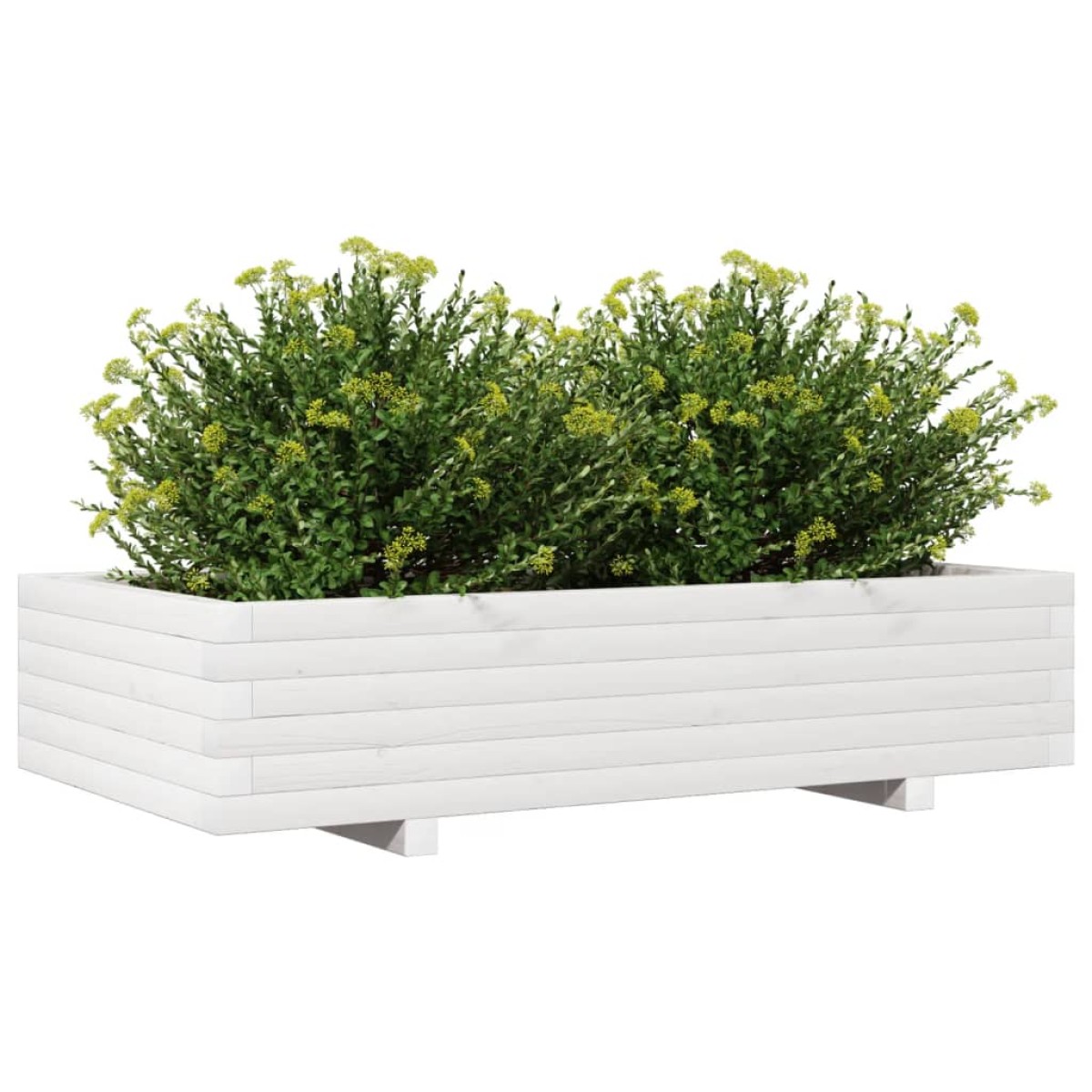 vidaXL Ζαρντινιέρα Κήπου Λευκή 110x60x26,5 εκ. από Μασίφ Ξύλο Πεύκου