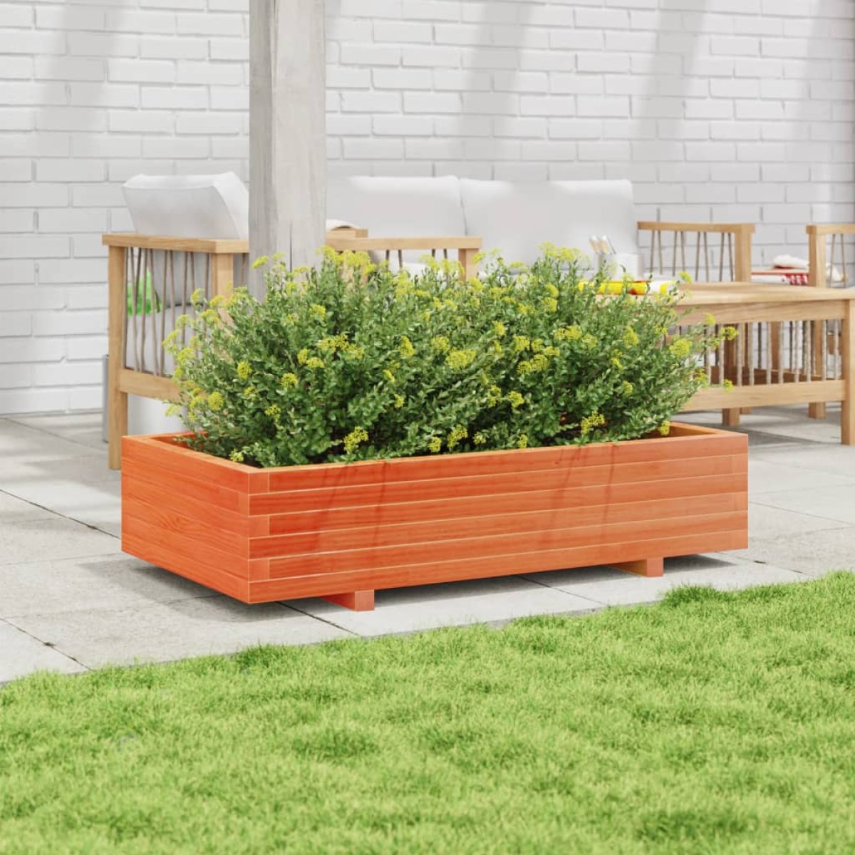 vidaXL Ζαρντινιέρα Καφέ Κεριού 110x60x26,5 εκ. από Μασίφ Ξύλο Πεύκου
