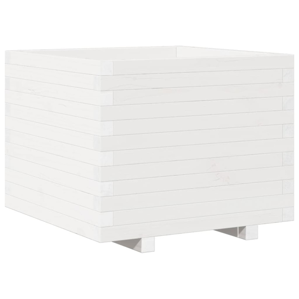 vidaXL Ζαρντινιέρα Κήπου Λευκή 60x60x49,5 εκ. από Μασίφ Ξύλο Πεύκου