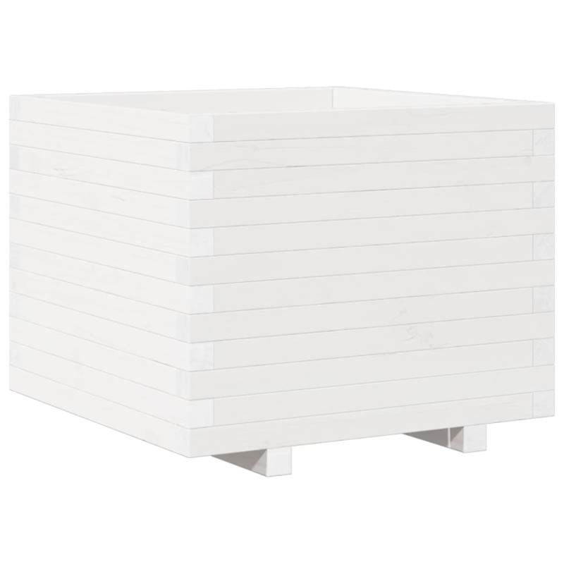 vidaXL Ζαρντινιέρα Κήπου Λευκή 60x60x49,5 εκ. από Μασίφ Ξύλο Πεύκου