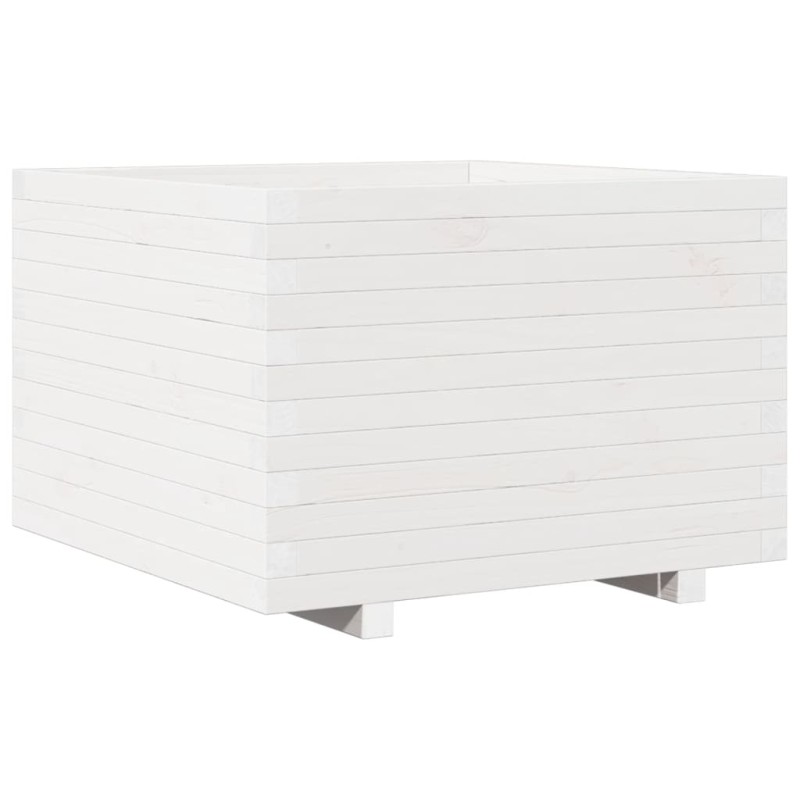 vidaXL Ζαρντινιέρα Κήπου Λευκή 70x70x49,5 εκ. από Μασίφ Ξύλο Πεύκου