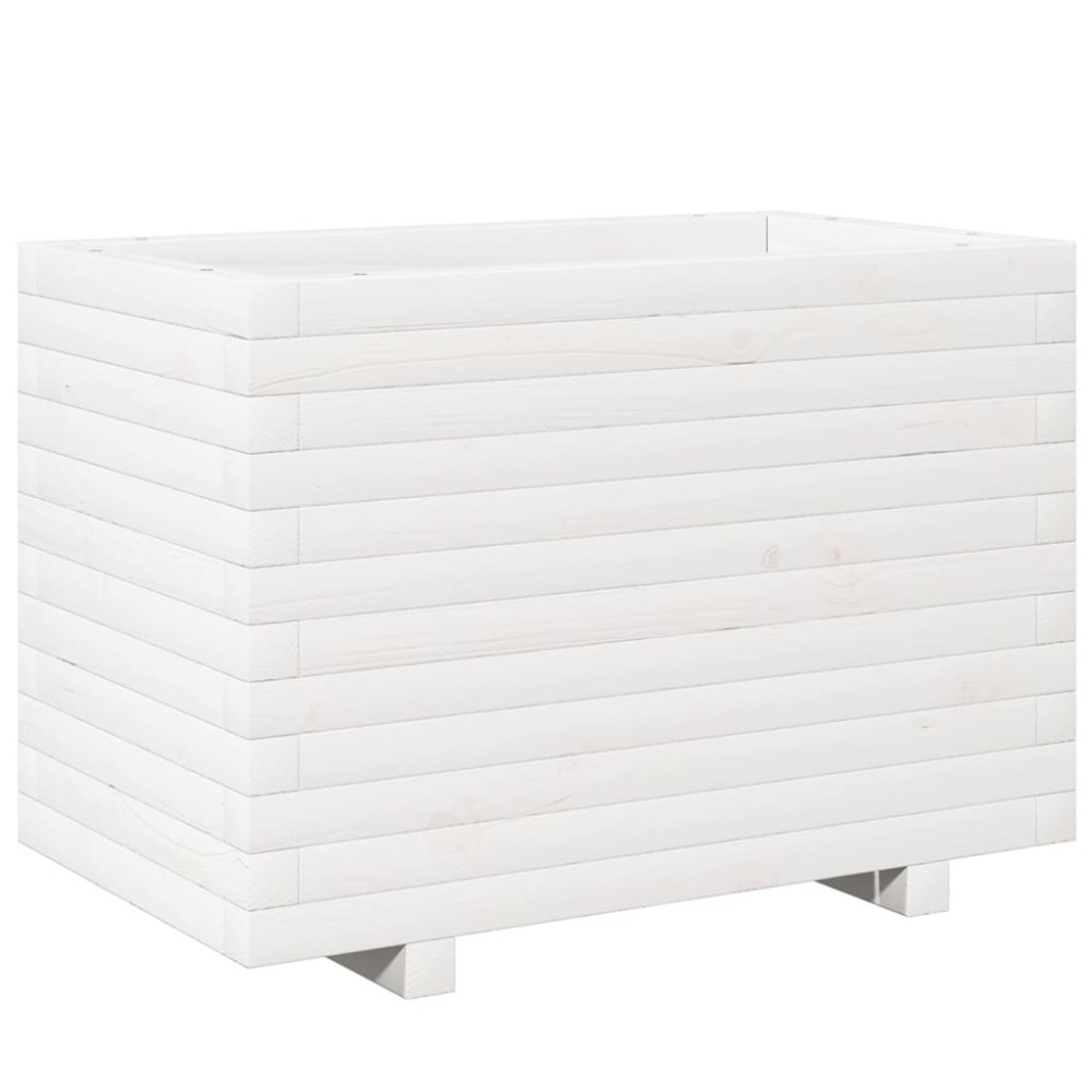 vidaXL Ζαρντινιέρα Κήπου Λευκή 70x40x49,5 εκ. από Μασίφ Ξύλο Πεύκου