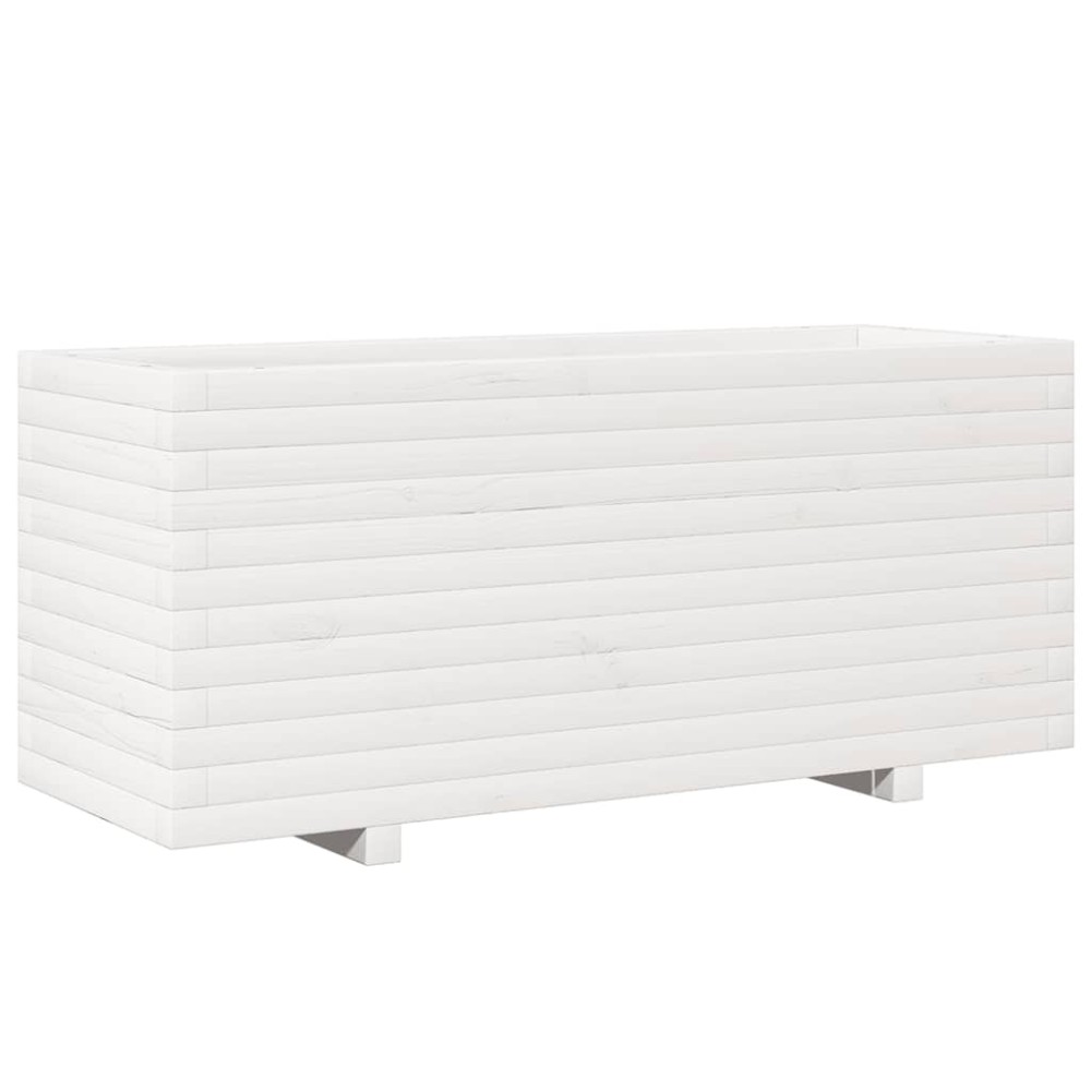 vidaXL Ζαρντινιέρα Κήπου Λευκή 110x40x49,5 εκ. από Μασίφ Ξύλο Πεύκου