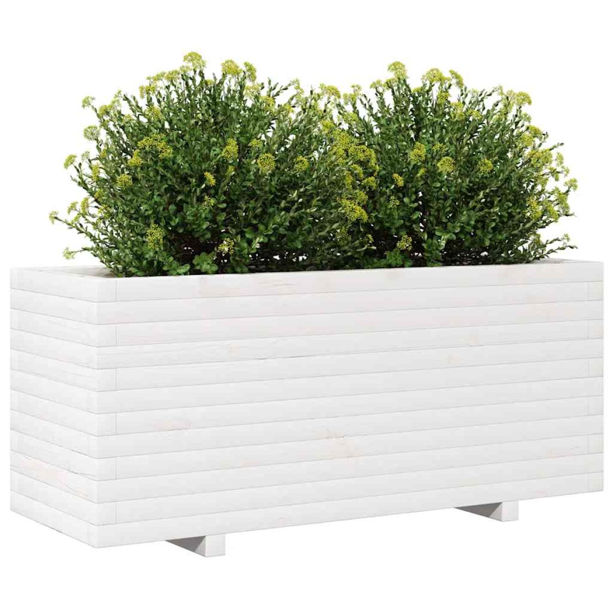 vidaXL Ζαρντινιέρα Κήπου Λευκή 110x40x49,5 εκ. από Μασίφ Ξύλο Πεύκου