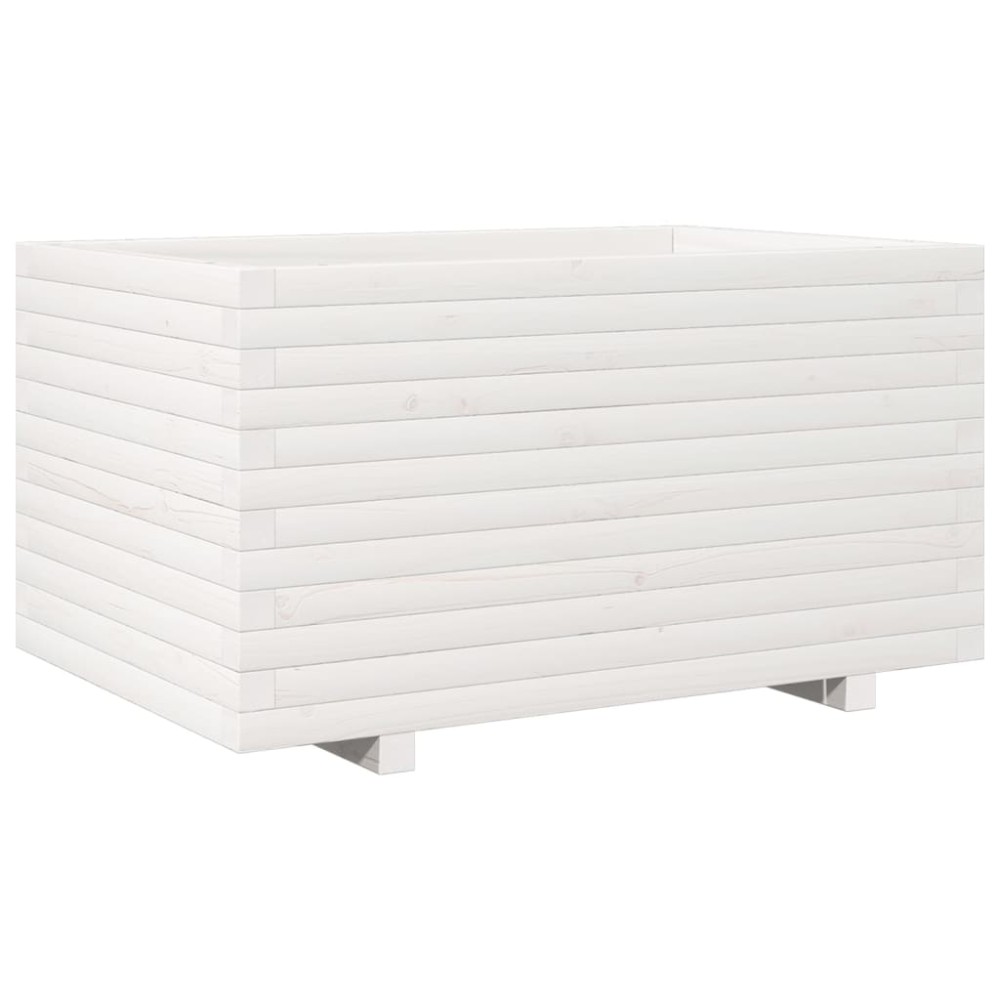 vidaXL Ζαρντινιέρα Κήπου Λευκή 90x60x49,5 εκ. από Μασίφ Ξύλο Πεύκου