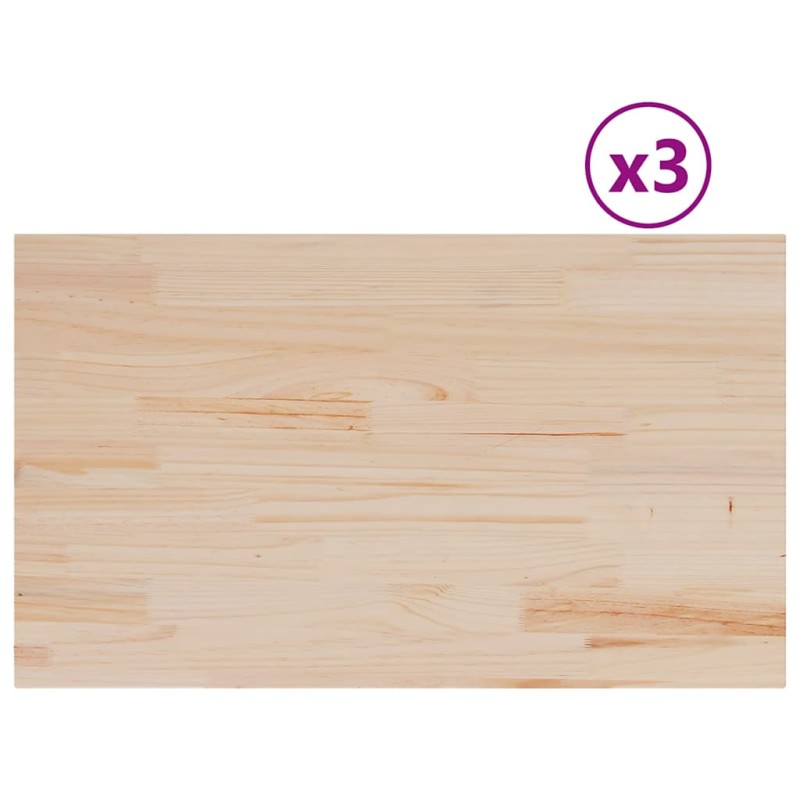 vidaXL Επιφάνειες Τραπεζιού Ορθογώνιες 3 τεμ. 80x47x1,7 εκ Μασίφ Πεύκο