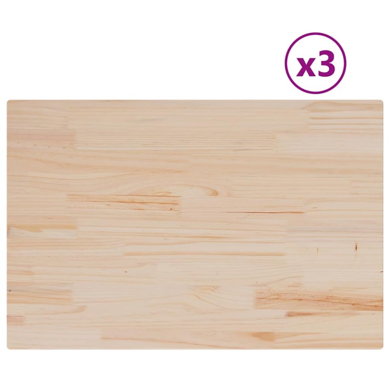vidaXL Επιφάνειες Τραπεζιού Ορθογώνιες 3 τεμ. 80x53x1,7 εκ Μασίφ Πεύκο
