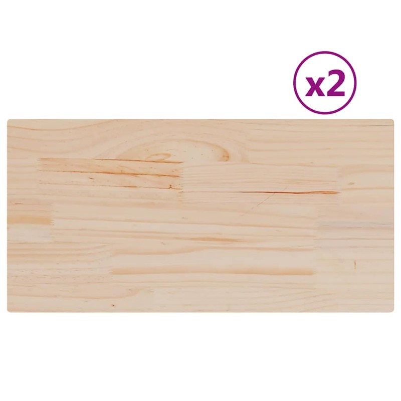 vidaXL Επιφάνειες Τραπεζιού Ορθογώνιες 2 τεμ. 70x35x2,5 εκ Μασίφ Πεύκο