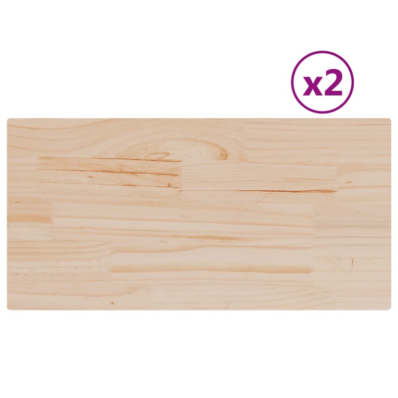 vidaXL Επιφάνειες Τραπεζιού Ορθογώνιες 2 τεμ. 90x45x2,5εκ Μασίφ Πεύκο