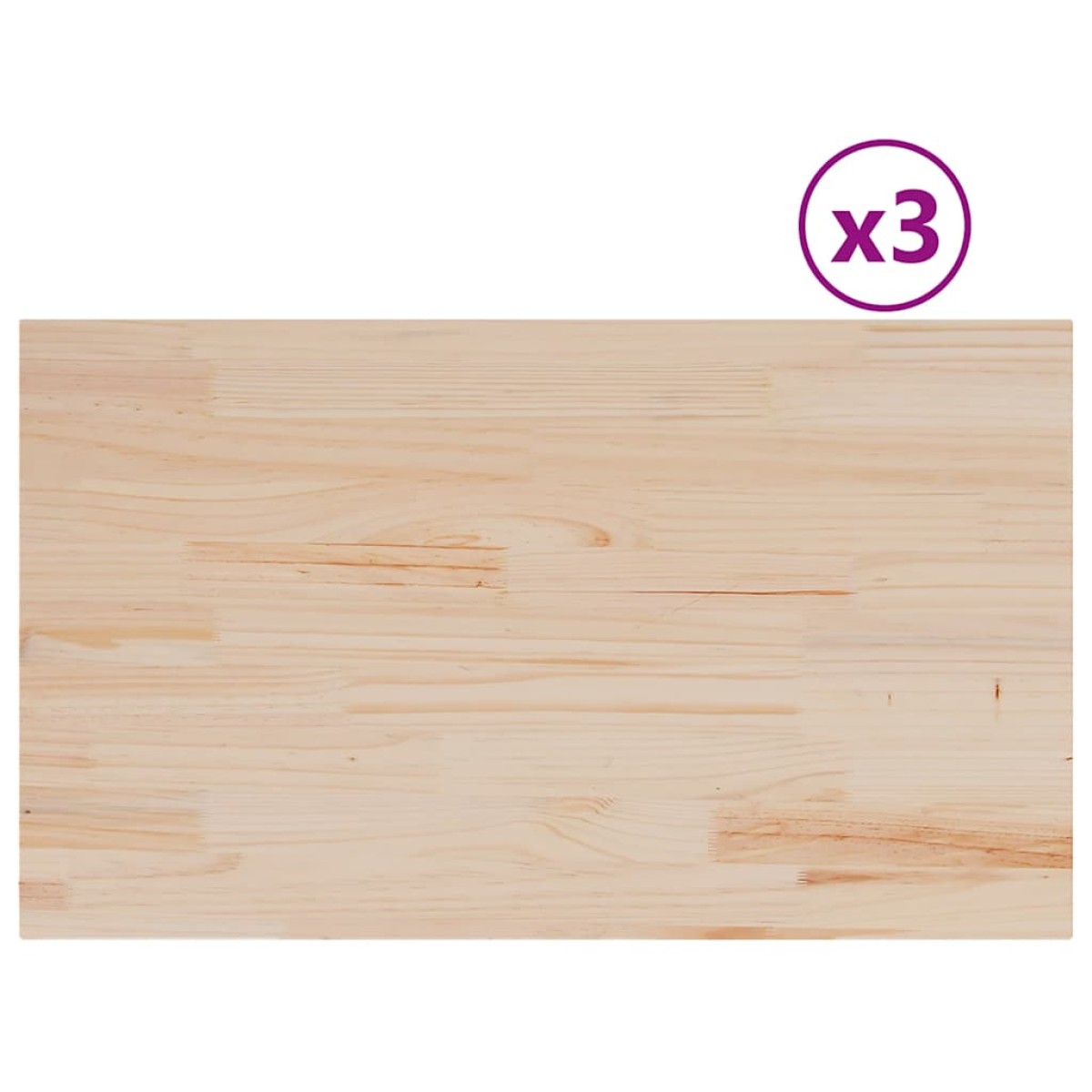 vidaXL Επιφάνειες Τραπεζιού Ορθογώνιες 3 τεμ. 80x47x2,5 εκ Μασίφ Πεύκο