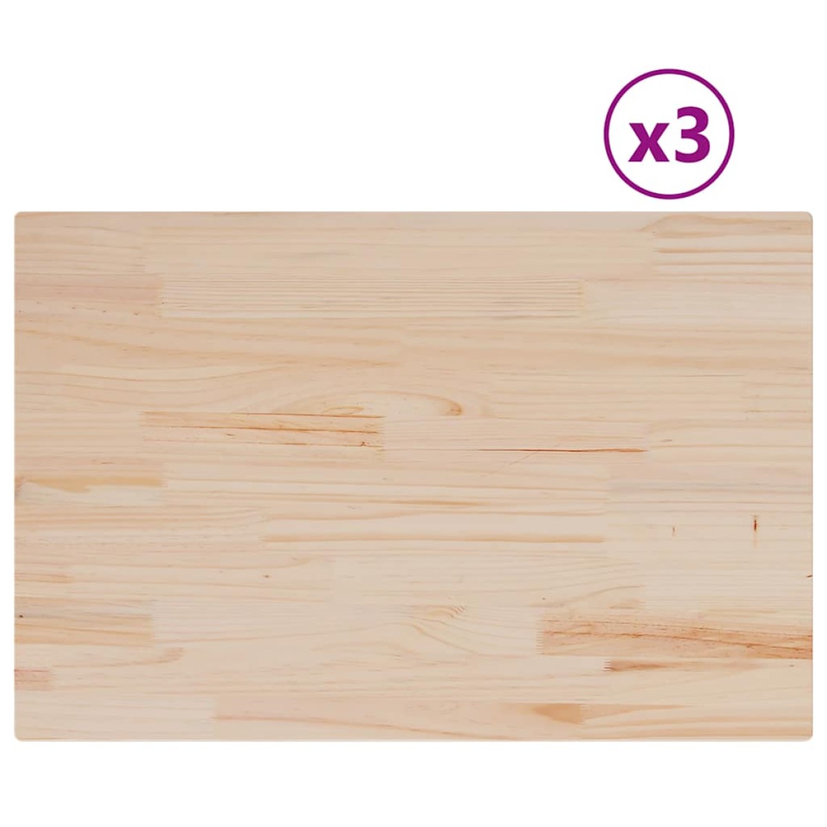 vidaXL Επιφάνειες Τραπεζιού Ορθογώνιες 3 τεμ. 80x53x2,5 εκ Μασίφ Πεύκο