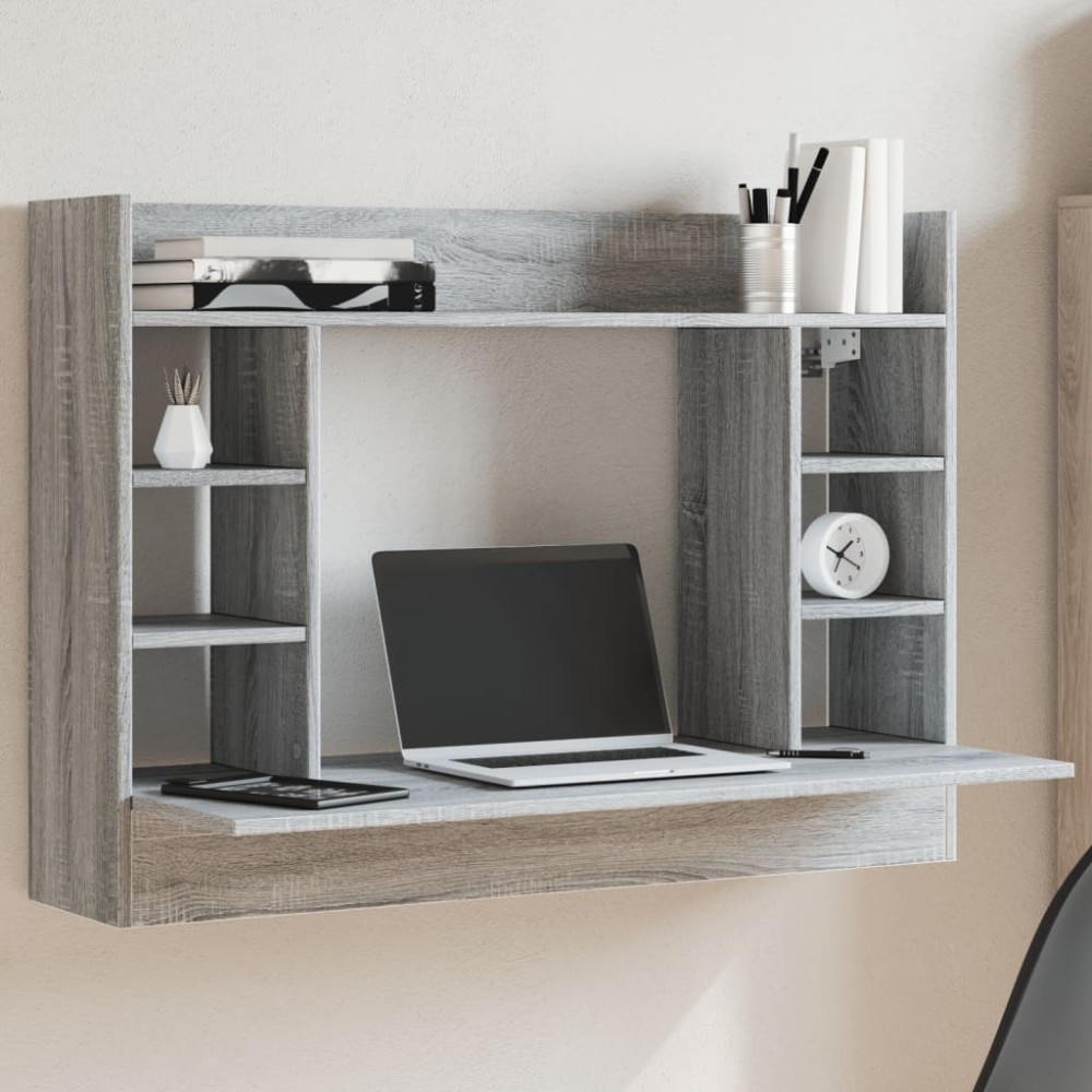 vidaXL Γραφείο Τοίχου Γκρι Sonoma 105x48x75 εκ. από Επεξεργασμένο Ξύλο