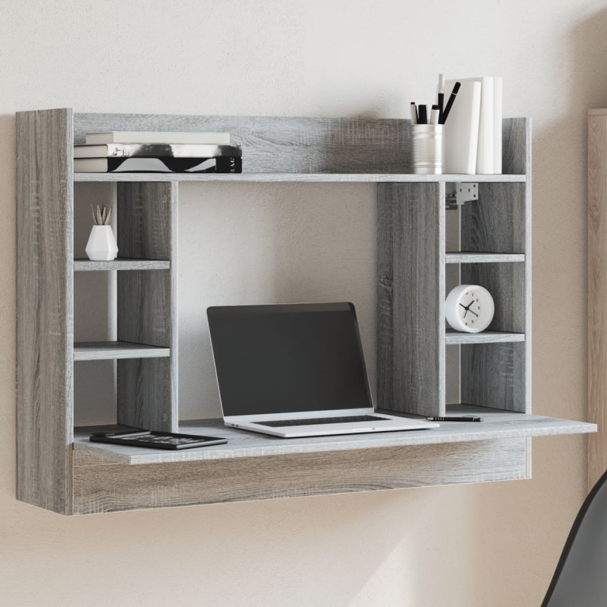 vidaXL Γραφείο Τοίχου Γκρι Sonoma 105x48x75 εκ. από Επεξεργασμένο Ξύλο