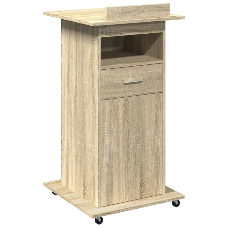 vidaXL Αναλόγιο με Ροδάκια & Συρτάρι Sonoma Δρυς 55x55x107εκ Επεξ Ξύλο