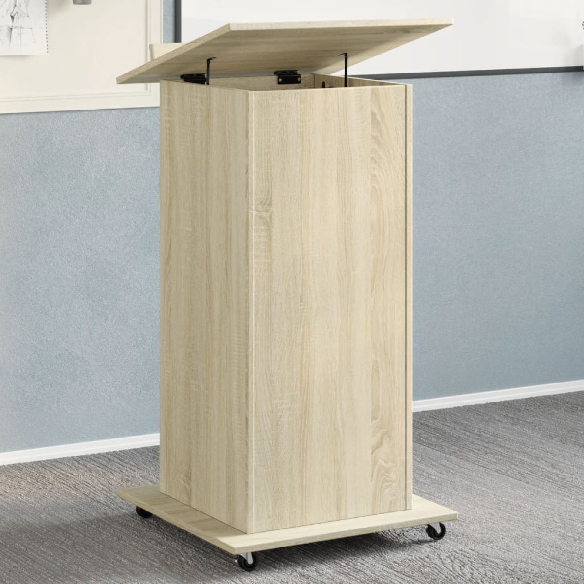vidaXL Αναλόγιο με Ροδάκια & Συρτάρι Sonoma Δρυς 55x55x107εκ Επεξ Ξύλο