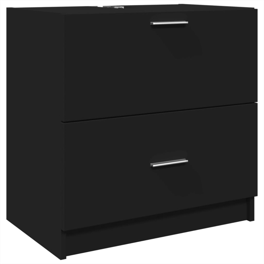 vidaXL Ντουλάπι Νιπτήρα Μαύρο 59x37x59 εκ. Επεξεργασμένο Ξύλο