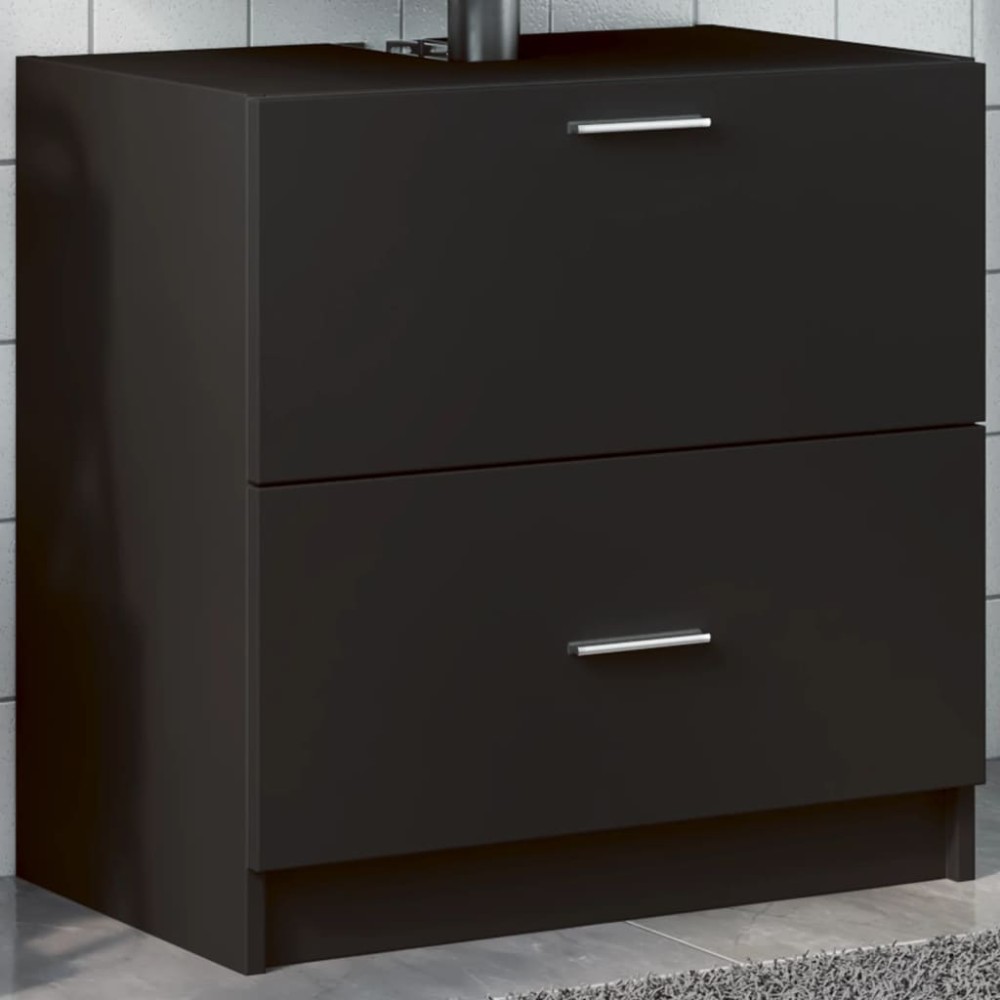 vidaXL Ντουλάπι Νιπτήρα Μαύρο 59x37x59 εκ. Επεξεργασμένο Ξύλο