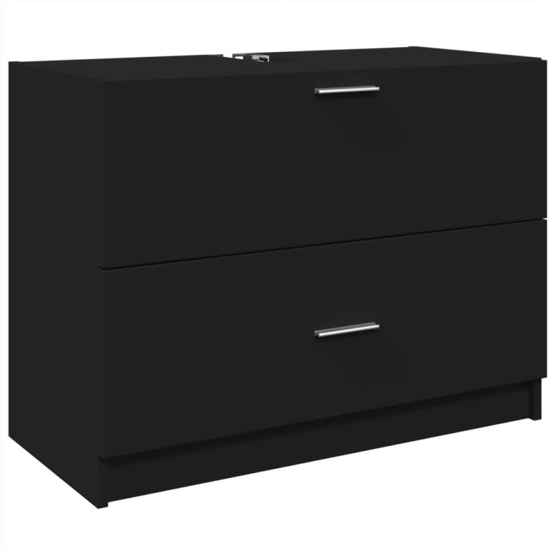 vidaXL Ντουλάπι Νιπτήρα Μαύρο 78x37x59 εκ. Επεξεργασμένο Ξύλο