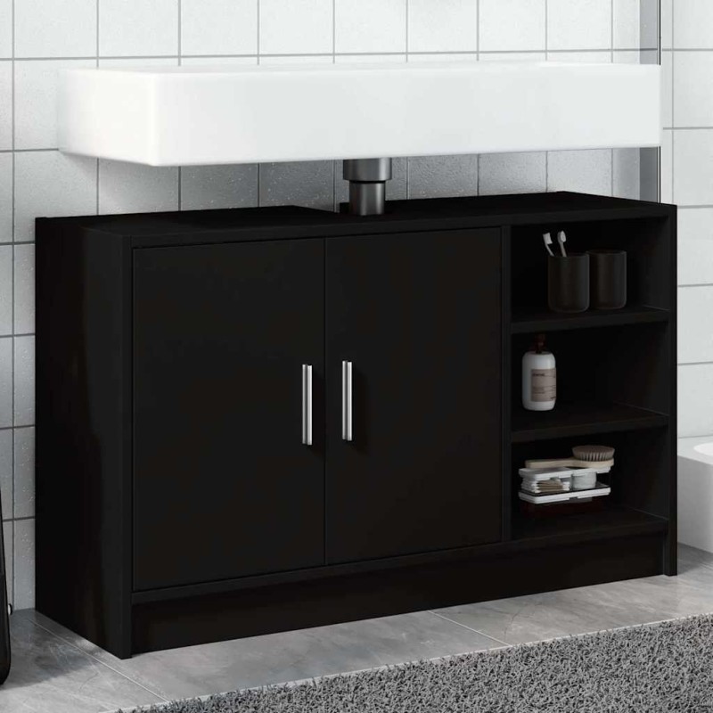 vidaXL Ντουλάπι Νιπτήρα Μαύρο 90x29x55 εκ. από Επεξεργασμένο Ξύλο