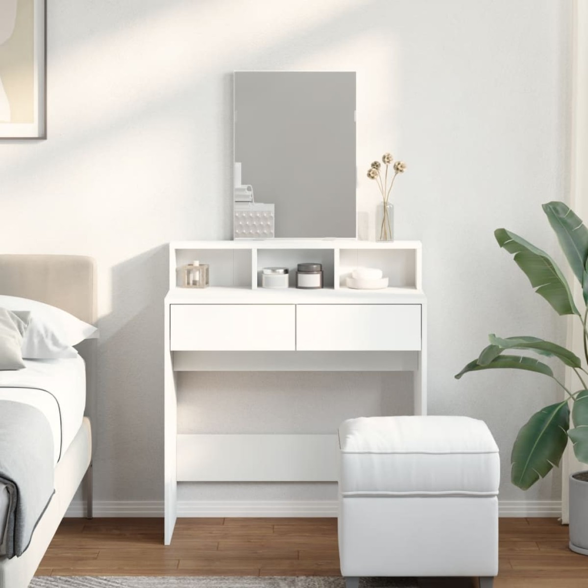 vidaXL Μπουντουάρ με Καθρέφτη Λευκό 80x41x144,5 εκ.