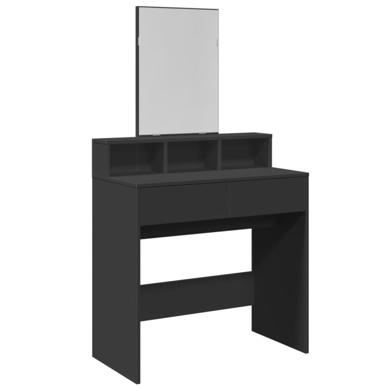 vidaXL Μπουντουάρ με Καθρέφτη Μαύρο 80x41x144,5 εκ.