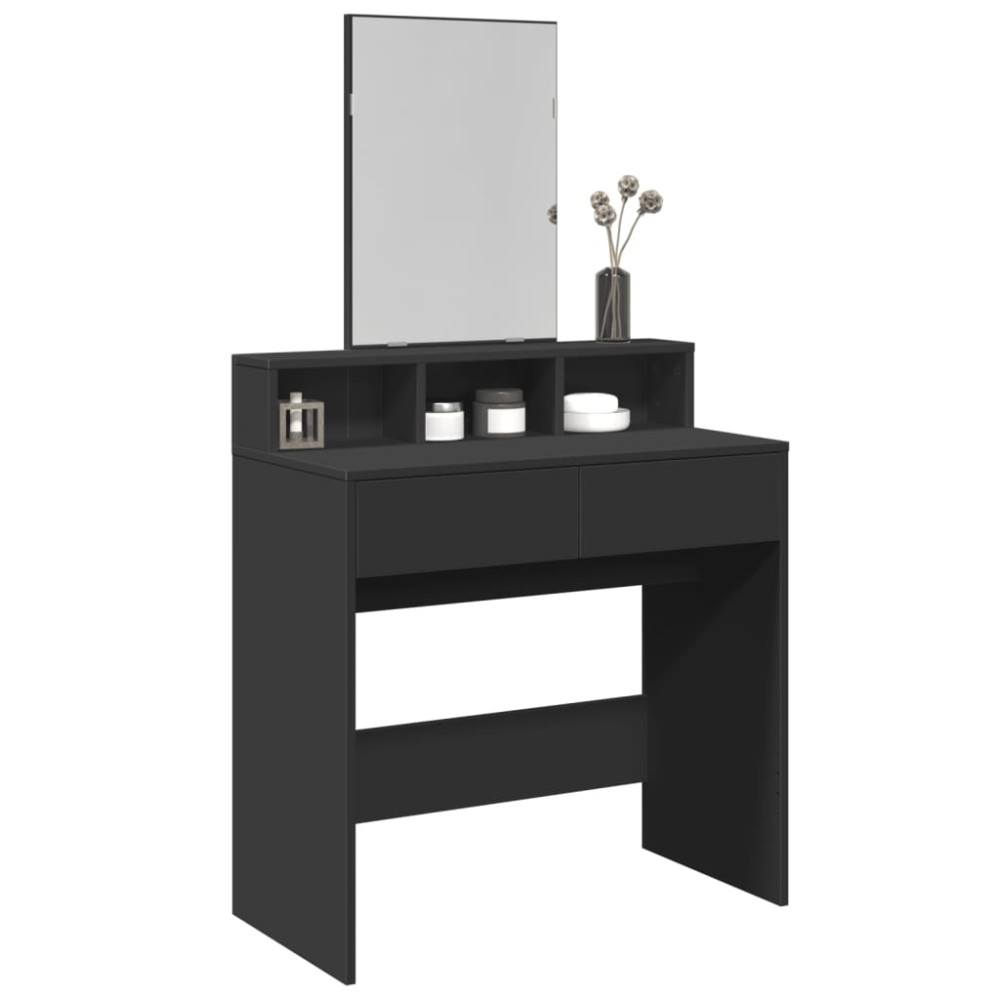 vidaXL Μπουντουάρ με Καθρέφτη Μαύρο 80x41x144,5 εκ.
