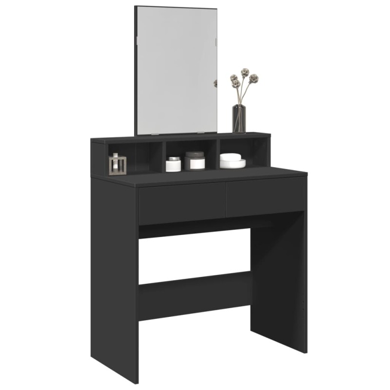 vidaXL Μπουντουάρ με Καθρέφτη Μαύρο 80x41x144,5 εκ.