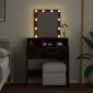vidaXL Μπουντουάρ με LED Καπνιστή Δρυς 80x41x144,5 εκ.