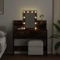 vidaXL Μπουντουάρ με LED Καπνιστή Δρυς 100x40x130 εκ.