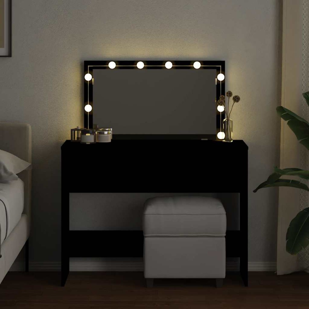 vidaXL Μπουντουάρ με LED Μαύρο 100x40x120 εκ.
