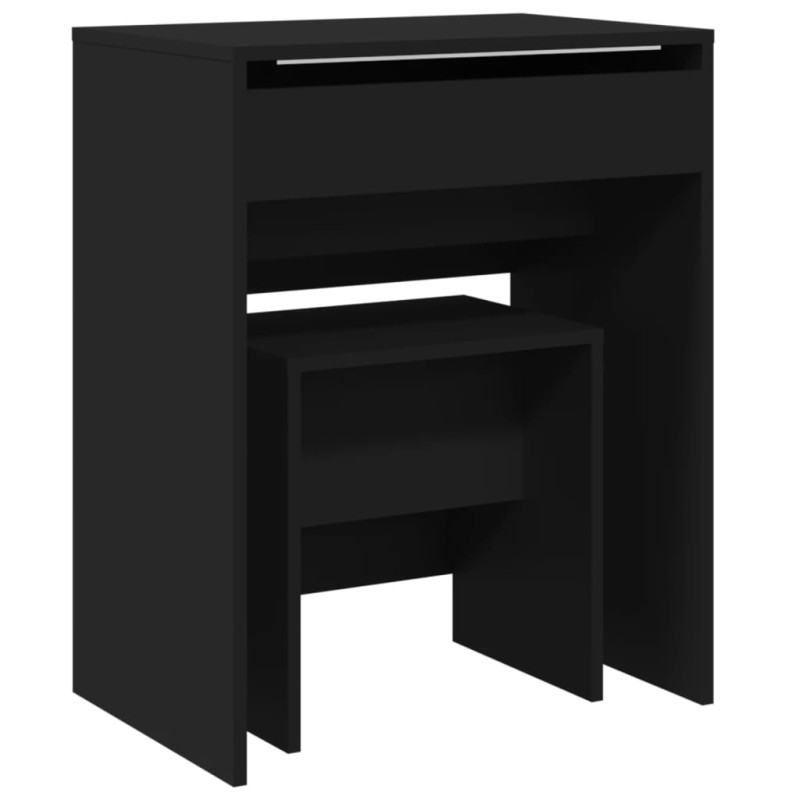 vidaXL Μπουντουάρ και Σκαμπό Μαύρο 60 x 40 x 113,5 εκ.