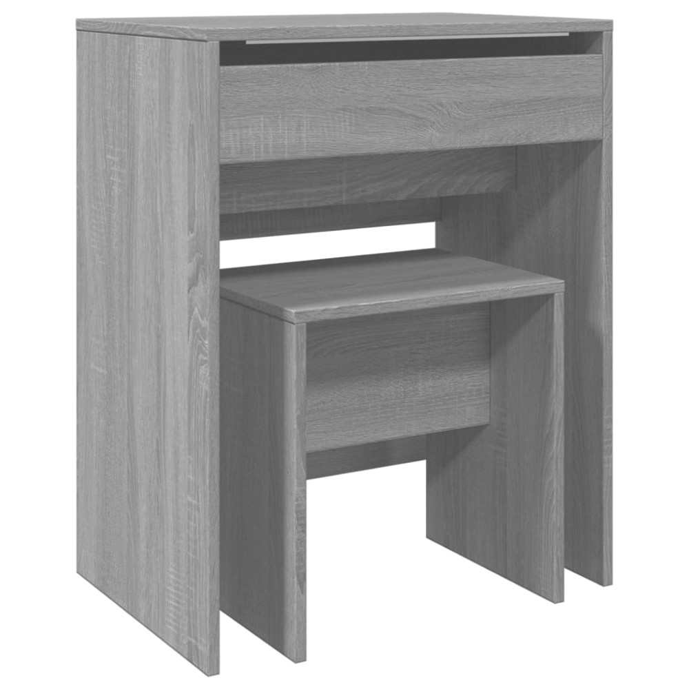 vidaXL Μπουντουάρ και Σκαμπό Γκρι Sonoma 60 x 40 x 113,5 εκ.