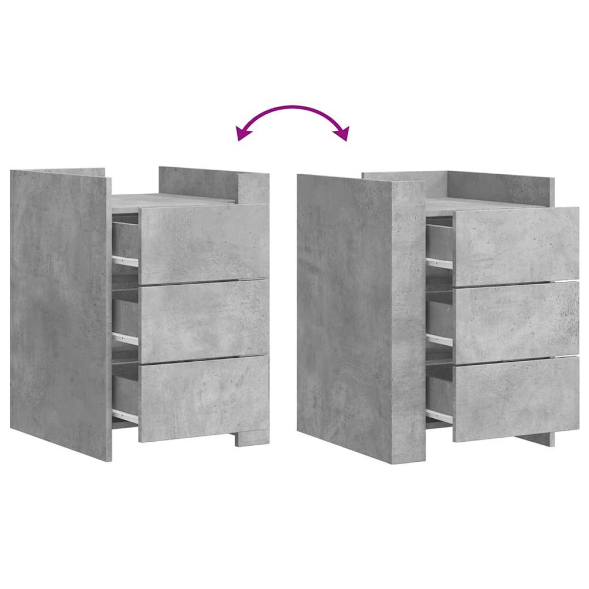 vidaXL Κομοδίνο Γκρι Σκυροδέματος 45x50x65 εκ. από Επεξεργασμένο Ξύλο